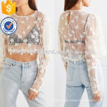 Cropped Cotton White Lace Long Sleeve Summer Top For Sexy Girl Manufacture Wholesale Fashion Women Apparel (TA0069T)